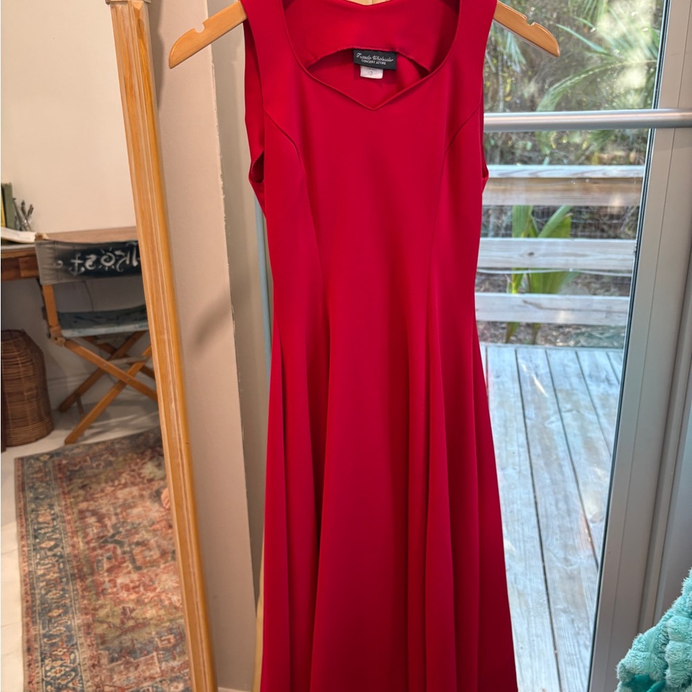 Classic Sleeveless Red Fit-and-Flare Dress Size 2